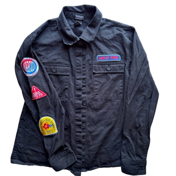 DC Comics The Suicide Squad Harley Quinn Patched Unisex Distressed Shacket SZ M - Picture 2 of 6